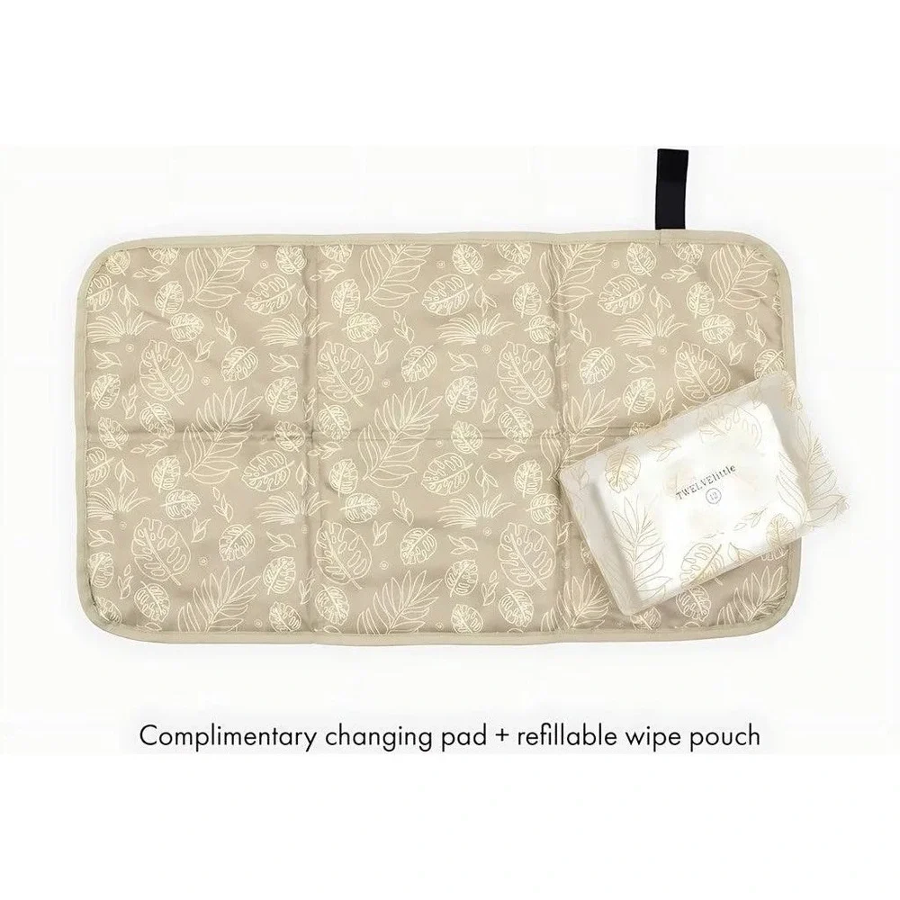 TWELVELITTLE Peek-A-Boo Crossbody Diaper Bag Leopard Print Vegan Leather‎ Tan